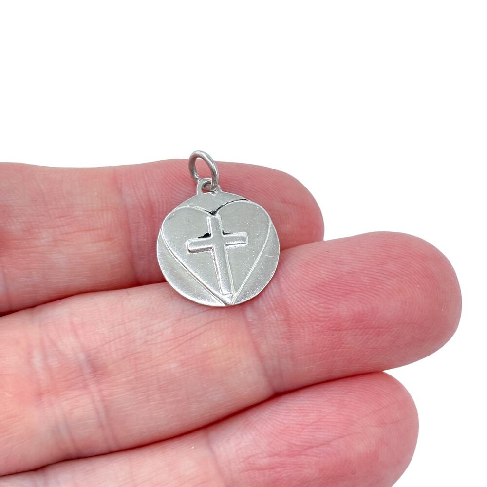 Vintage Sterling Silver 925 Faith Hope Love Cross Charm